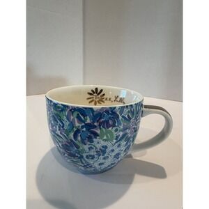 Lilly Pulitzer 12 oz Blue Ceramic Coffee Mug or Tea Cup, with Gold Handle